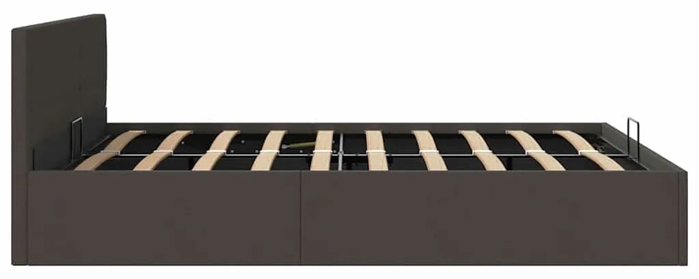 Cama hidráulica c/ arrumação 160x200 cm tecido cinzento-escuro