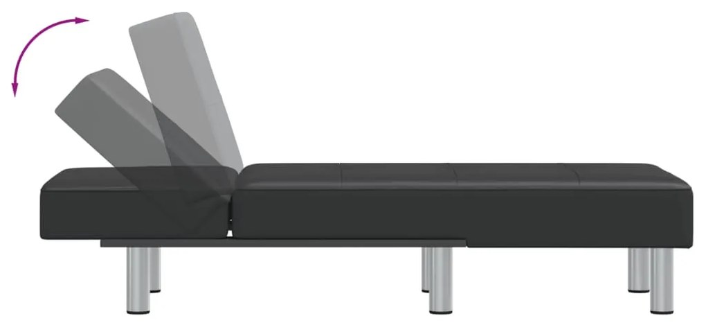 Chaise longue couro artificial preto