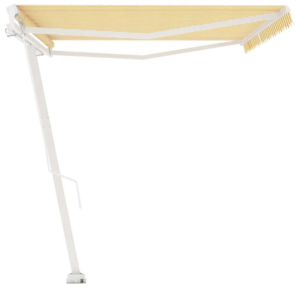 Toldo retrátil manual independente 500x300 cm amarelo e branco
