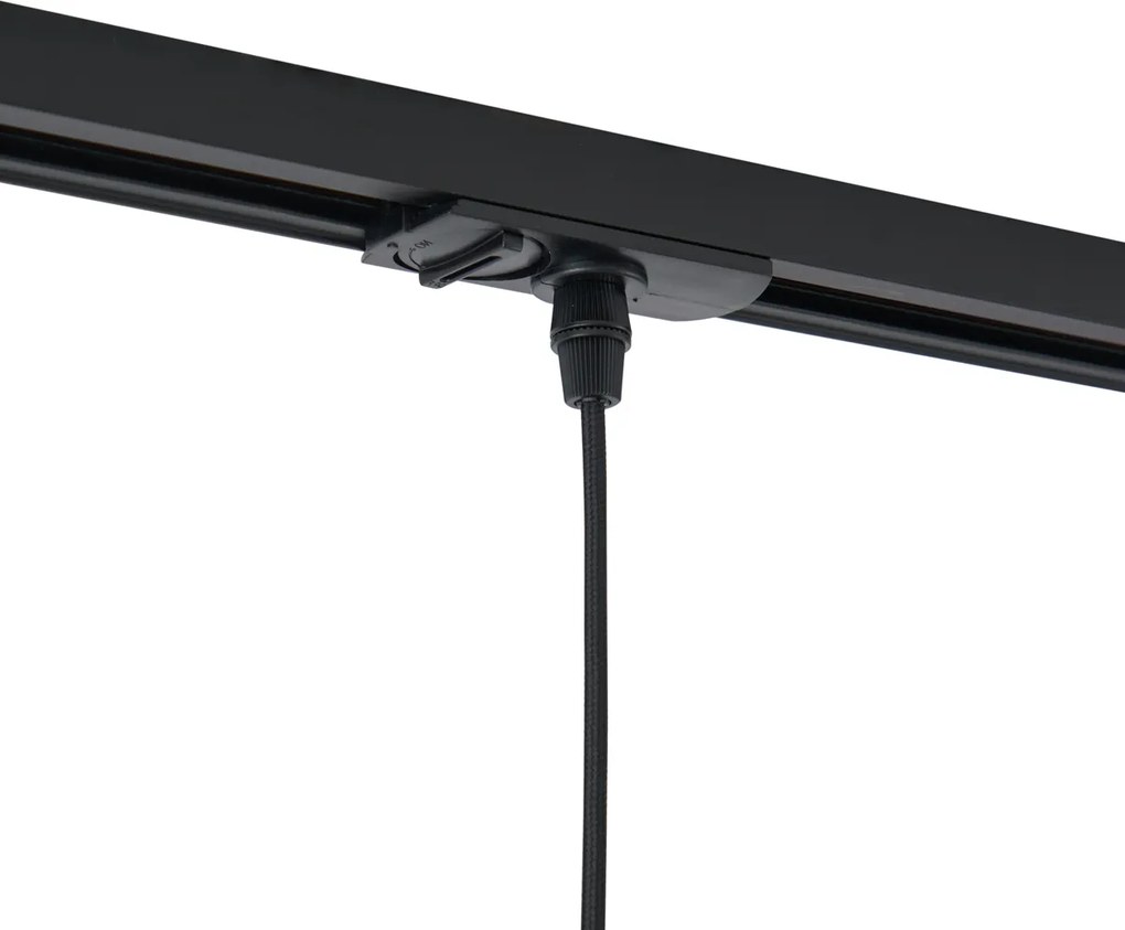 Sistema de calhas de iluminação moderno preto com 3 candeeiros suspensos brancos 1-Fase - Iconic Perle