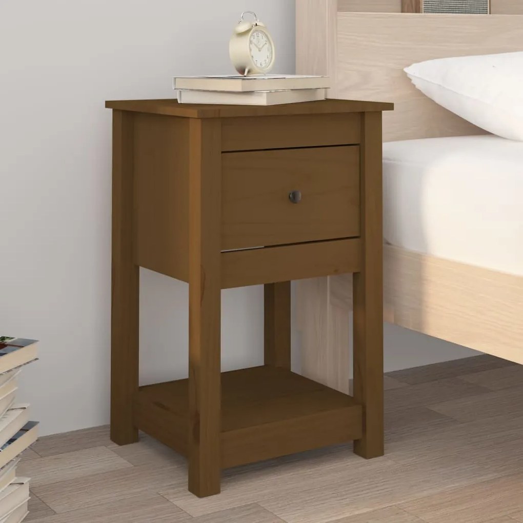Mesa de cabeceira 40x35x61,5 cm pinho maciço castanho mel