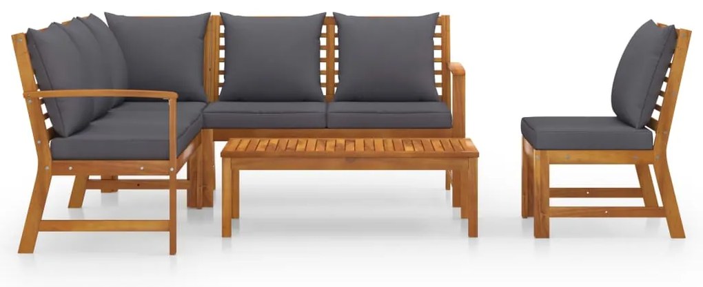 5 pcs conjunto lounge de jardim c/ almofadões acácia maciça