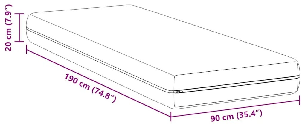 Colchões Branco 90 x 190 cm Tecido 100% poliéster