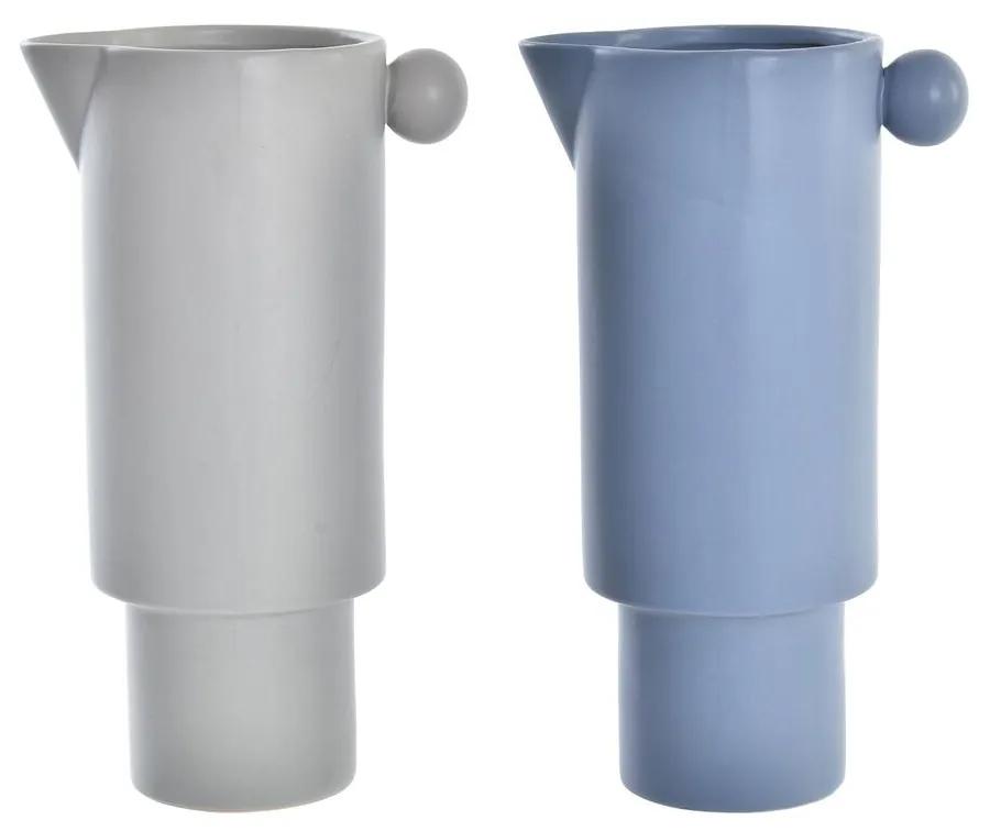 Vaso DKD Home Decor Porcelana Cinzento Azul (16 x 11 x 30 cm) (2 Unidades)