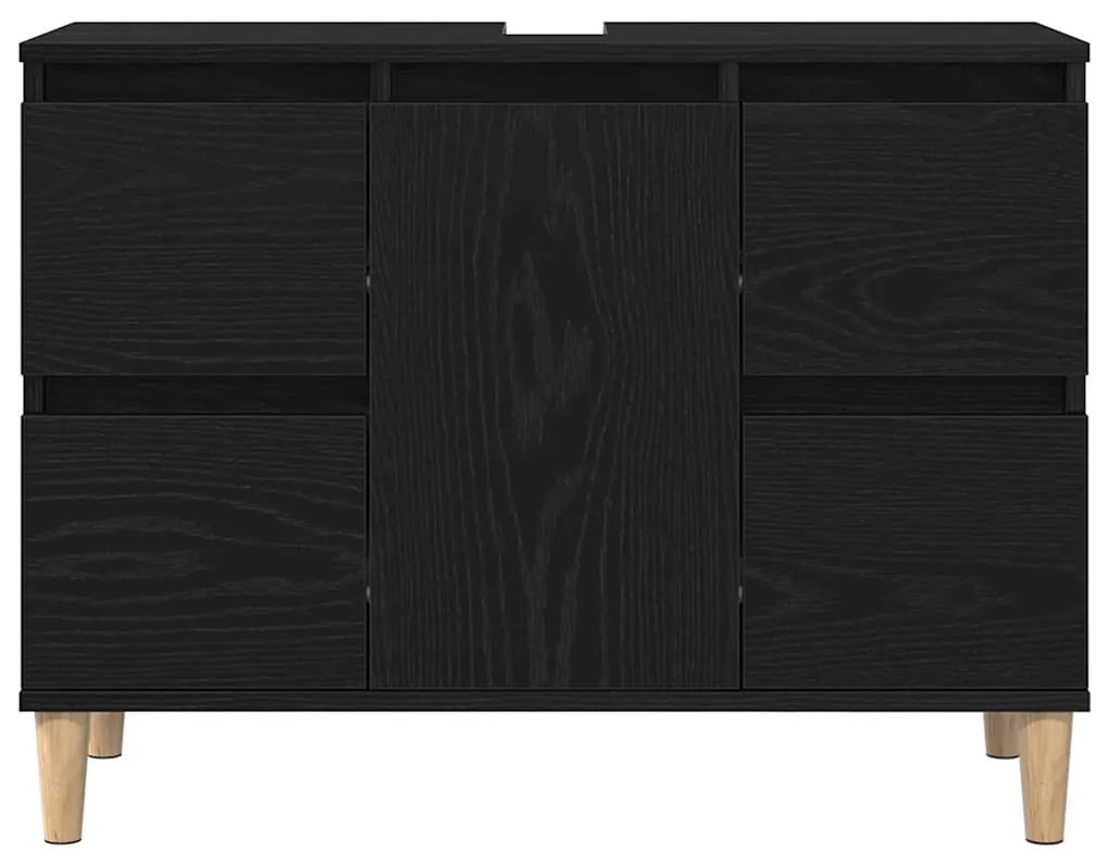Gabinete de Pia vidaXL Preto Carvalho 80x33x60 cm Madeira de Engenhari