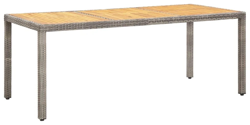 vidaXL Mesa de jardim 190x90x75 cm vime PE e acácia maciça cinzento