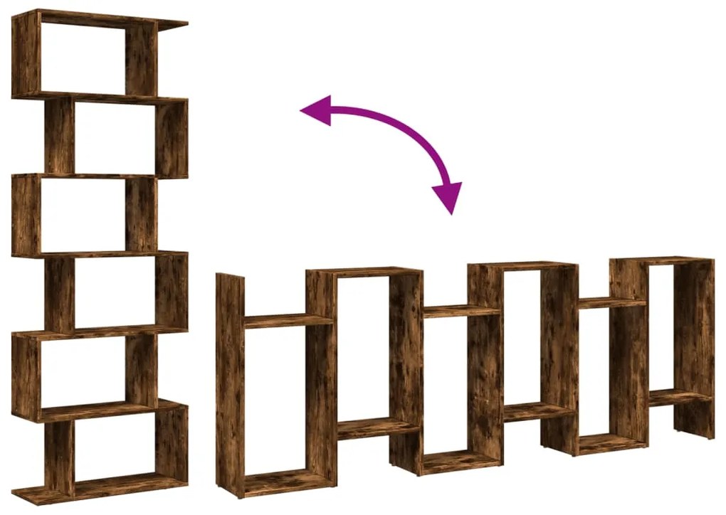 Estante divisória 6 níveis derivados de madeira carvalho fumado