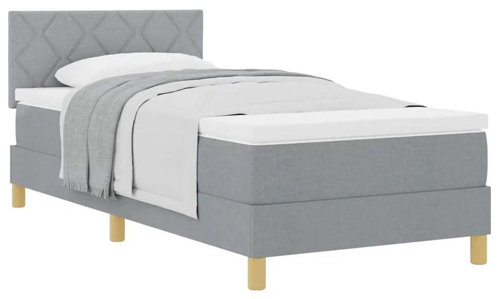 Cama Box com Colchão Cinza Claro 100x200 cm Tecido