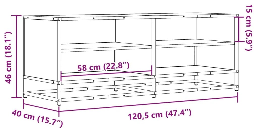 Móvel TV 120,5x40x46 cm derivados madeira/metal carvalho sonoma