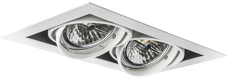 Foco embutido branco AR111 ajustável 2 luzes - Oneon Design,Moderno