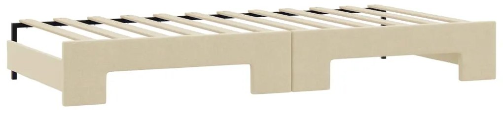 Sofá-cama com gavetão e gavetas 100x200 cm tecido cor creme