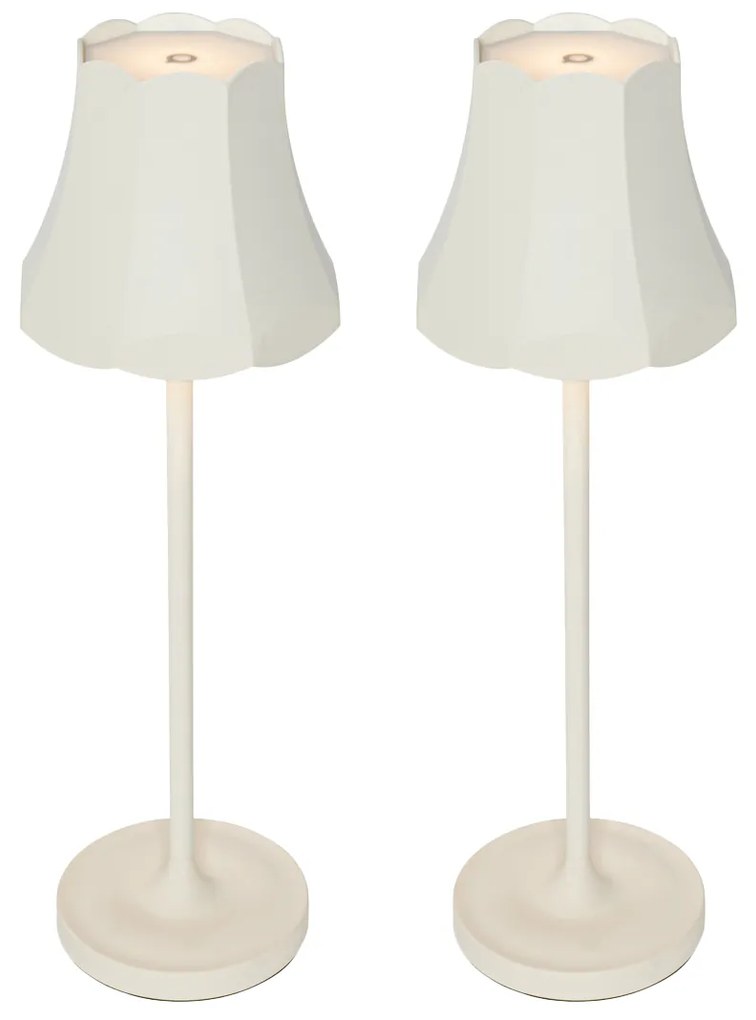 Conjunto de 2 Candeeiros de Mesa Retro Branco-Queimado Recarregáveis IP44 - Granny