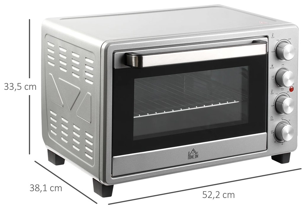 Mini Forno 32L 16000 com 3 Modos de Aquecimento Temperatura até 230 °C Temporizador 52,2x38,1x33,5 cm Prata