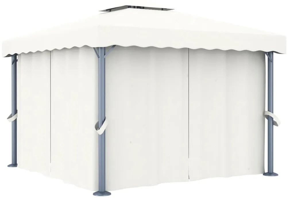 Gazebo com cortina 3x3 m alumínio branco nata