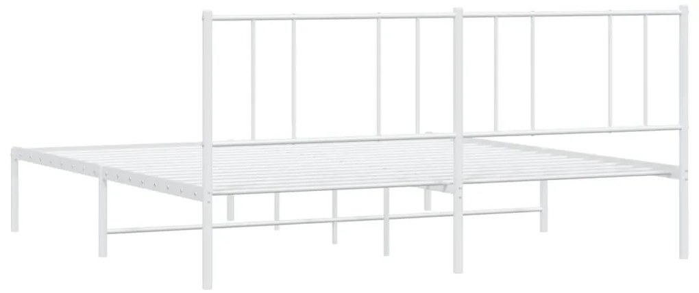 Estrutura de cama com cabeceira 193x203 cm metal branco