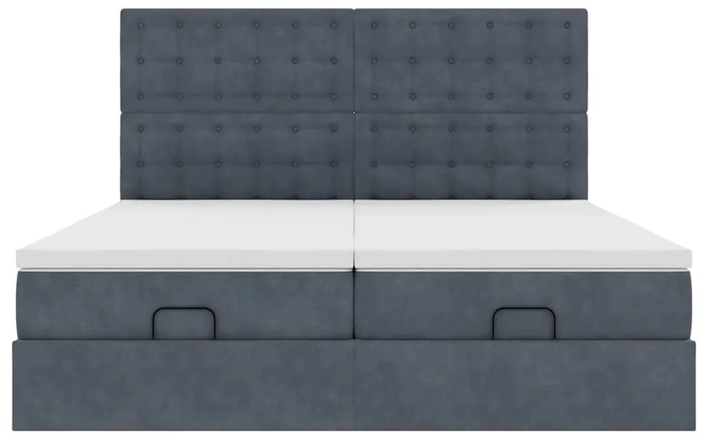 Estrutura cama otomana colchões 160x200 cm cinzento escuro