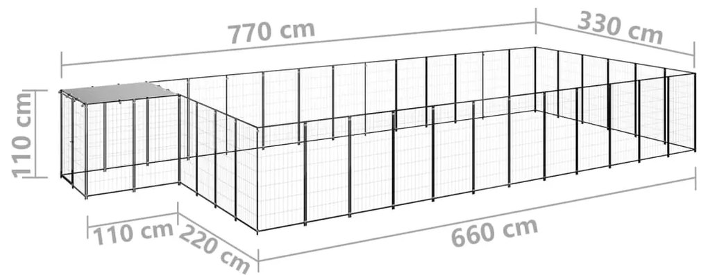Canil 22,99 m² aço preto