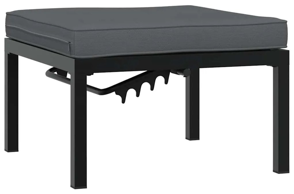 3 pcs conjunto de sofás p/ jardim c/ almofadões alumínio preto
