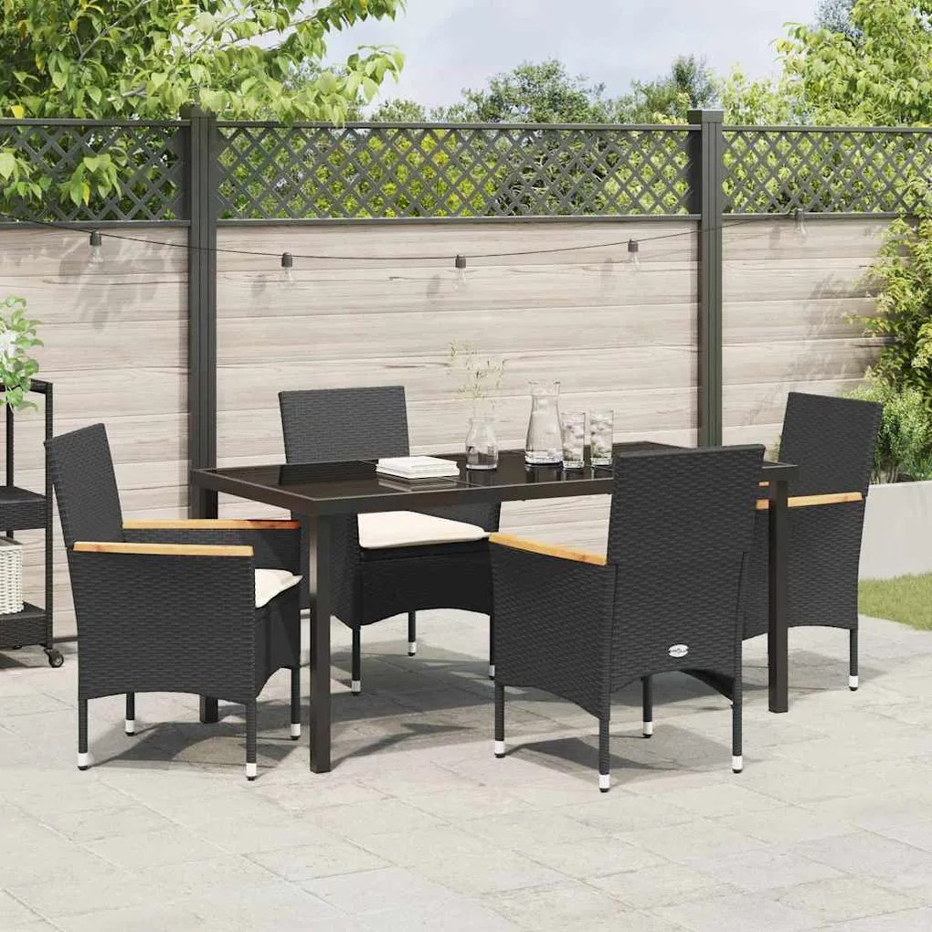 Conjunto de Jantar para Jardim com 5 Peças da com Almofadas de Rattan