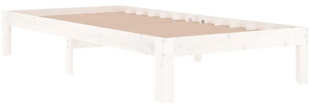 Estrutura de cama solteiro 90x190 cm madeira maciça branco