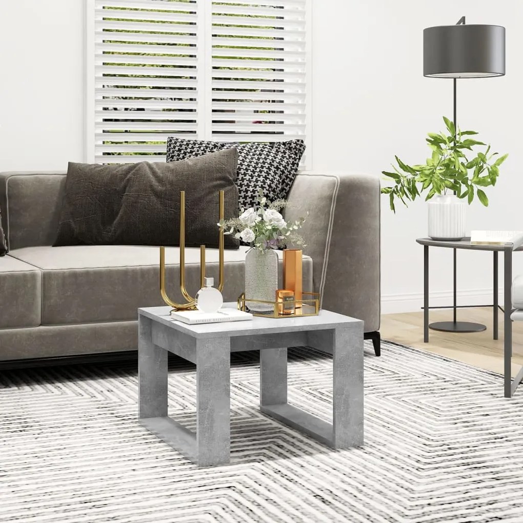 vidaXL Mesa de apoio 50x50x35 cm derivados de madeira cinzento cimento