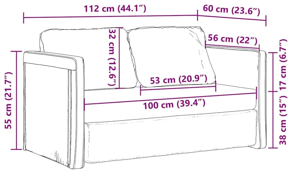 Sofá-cama sem pés 112x174x55 cm tecido cinzento-escuro