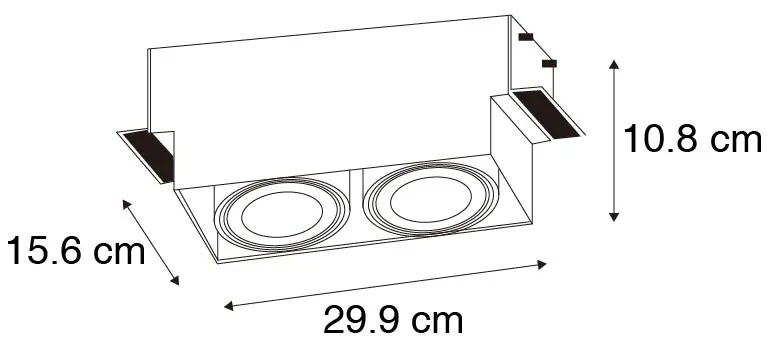 Foco de encastrar branco GU10 AR111 2 luzes trimless - ONEON Moderno