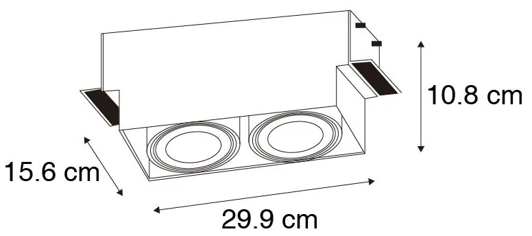Foco embutido branco GU10 AR111 sem moldura 2 luzes - Oneon Moderno