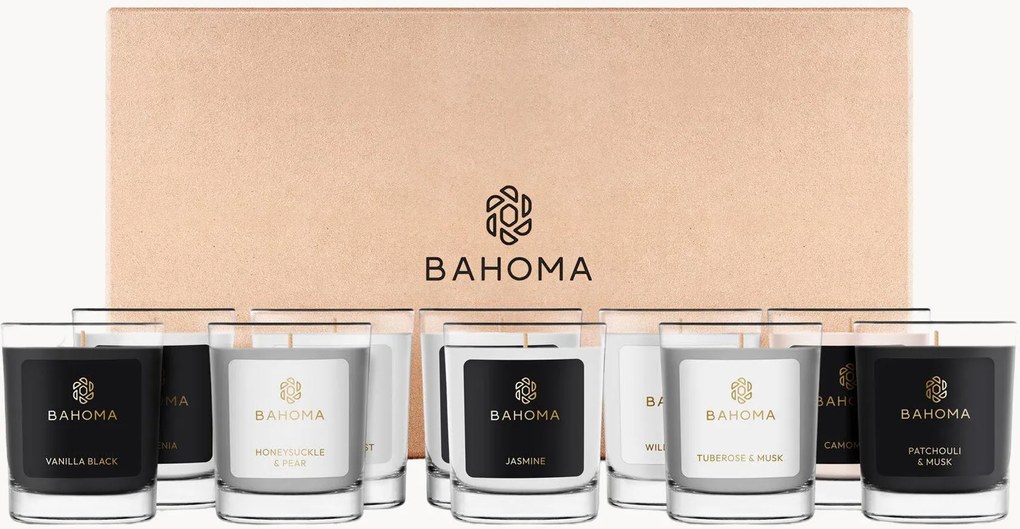 Mini velas artesanais Botanical Bliss em caixa de presente, conjunto de 10