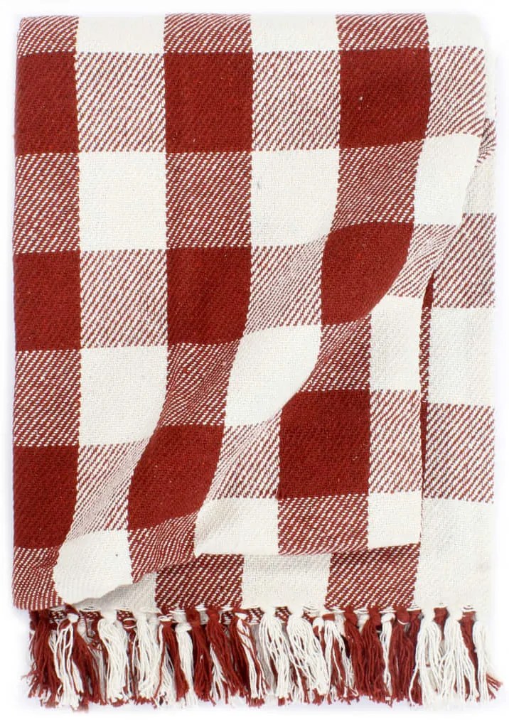 vidaXL Manta em algodão 220x250 cm xadrez vermelho