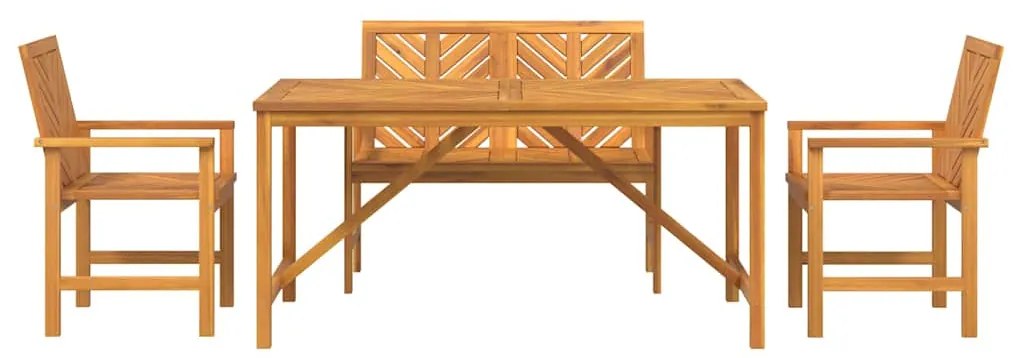 Conjunto de Jantar de 4 Peças Madeira Sólida de Acácia