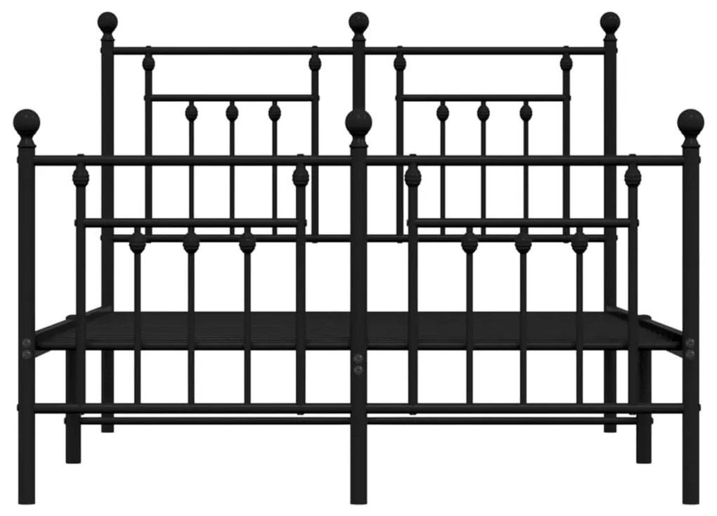 Estrutura de cama com cabeceira e pés 120x190 cm metal preto