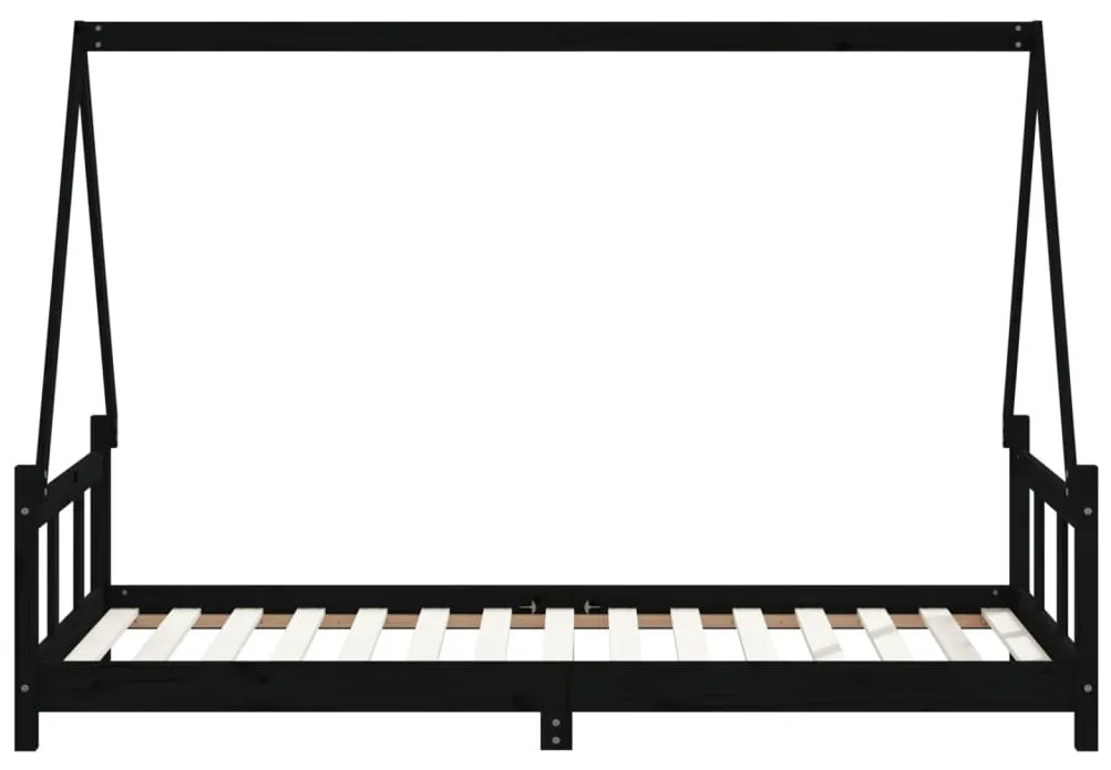Estrutura de cama infantil 90x190 cm pinho maciço preto