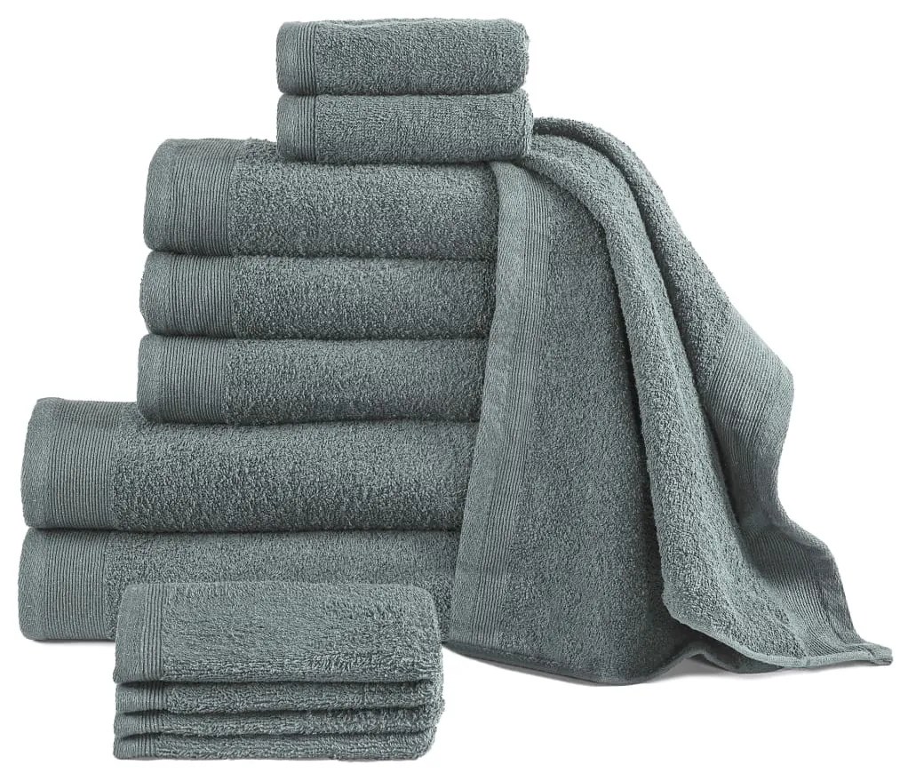vidaXL Conjunto de toalhas 12 pcs algodão 450 g verde