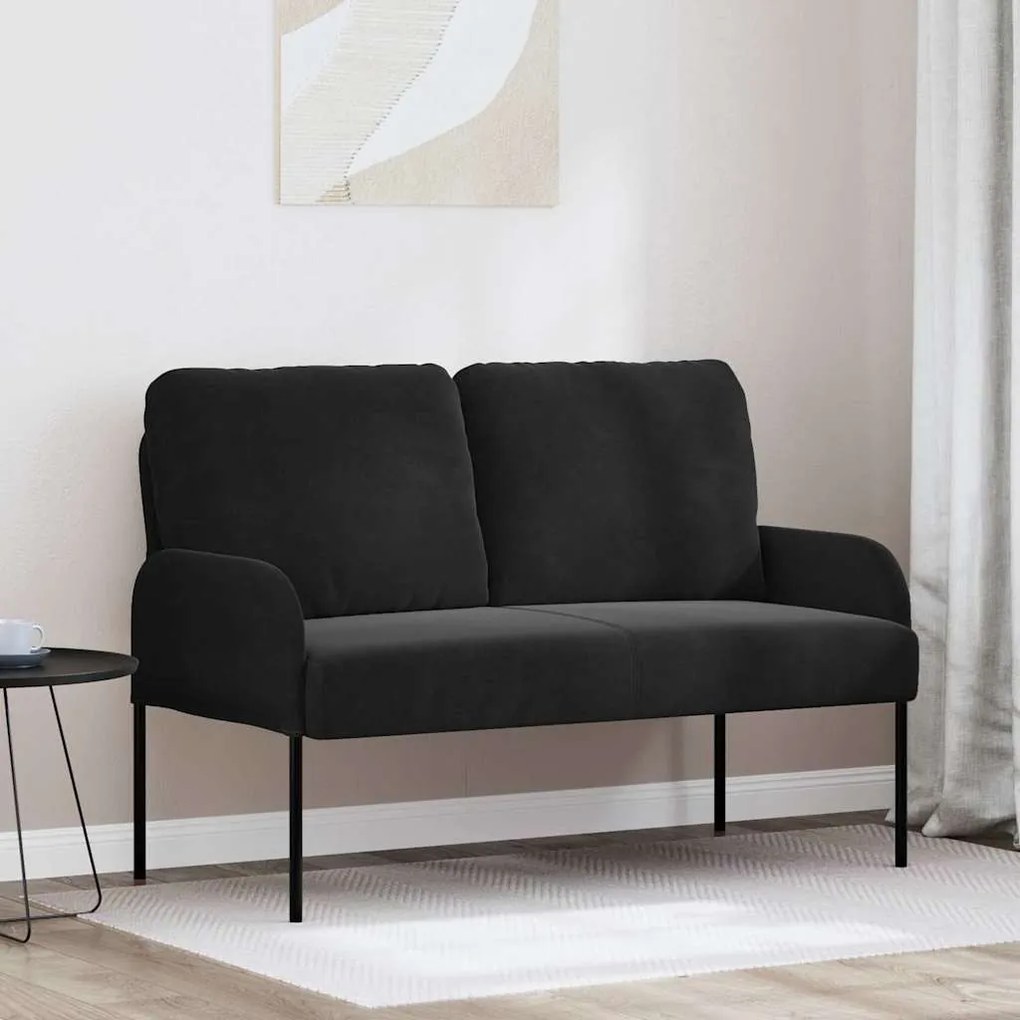 vidaXL Sofás com almofada 110cm Preto Contraplacado