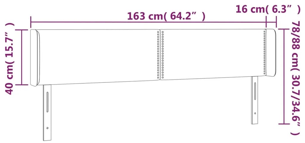 Cabeceira de cama c/ abas couro artificial 163x16x78/88cm cinza