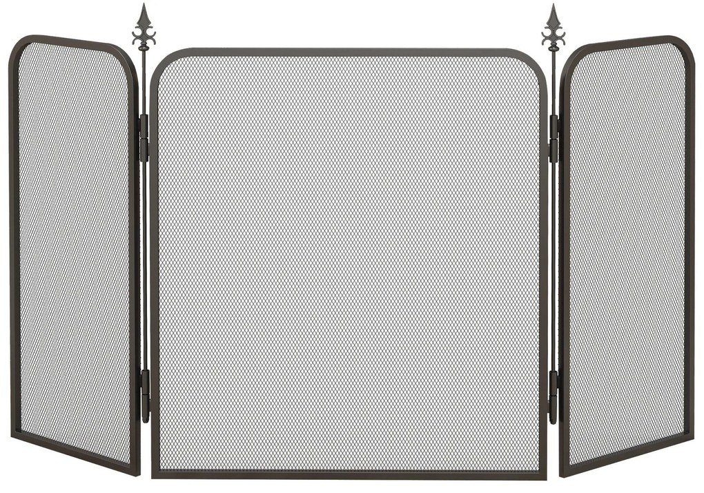 HOMCOM Frente para Lareira de 3 Painéis Proteção para Lareira Dobrável Frente para Lareira de Metal 96x1,3x56 cm Preto