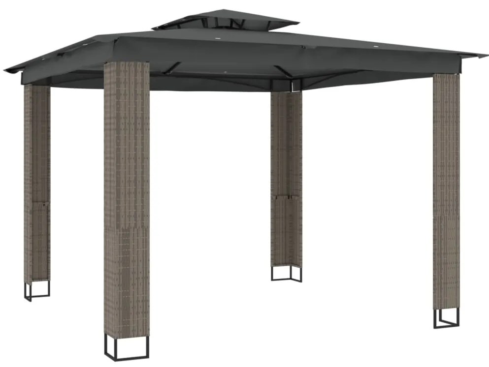 Gazebo com telhado duplo 2,94x2,94 m aço antracite