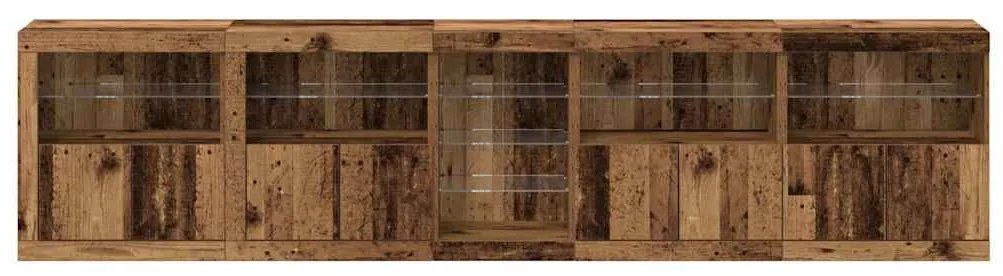 Aparador com Luzes LED Madeira Velha 283x37x67 cm Madeira de Engenhari