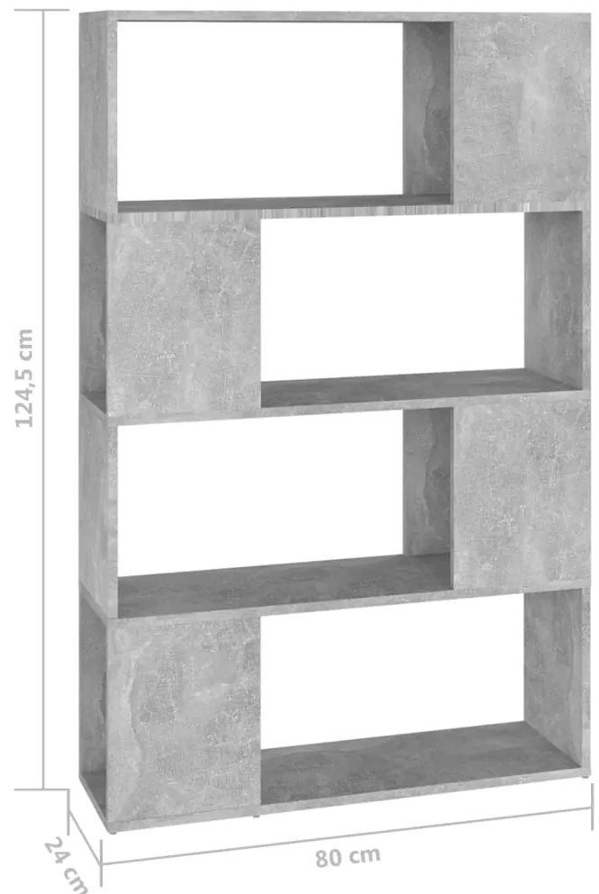 Estante/divisória 80x24x124,5 cm contraplacado cinzento cimento