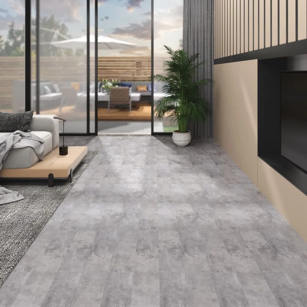 146567 vidaXL Tábuas soalho PVC não-autoadesivo 5,26 m² 2 mm castanho cimento