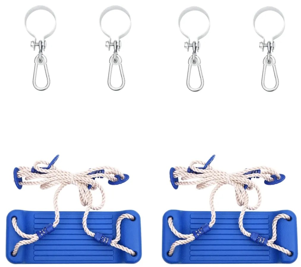 vidaXL Assentos de baloiço com cordas 2 pcs 38x16 cm PE azul