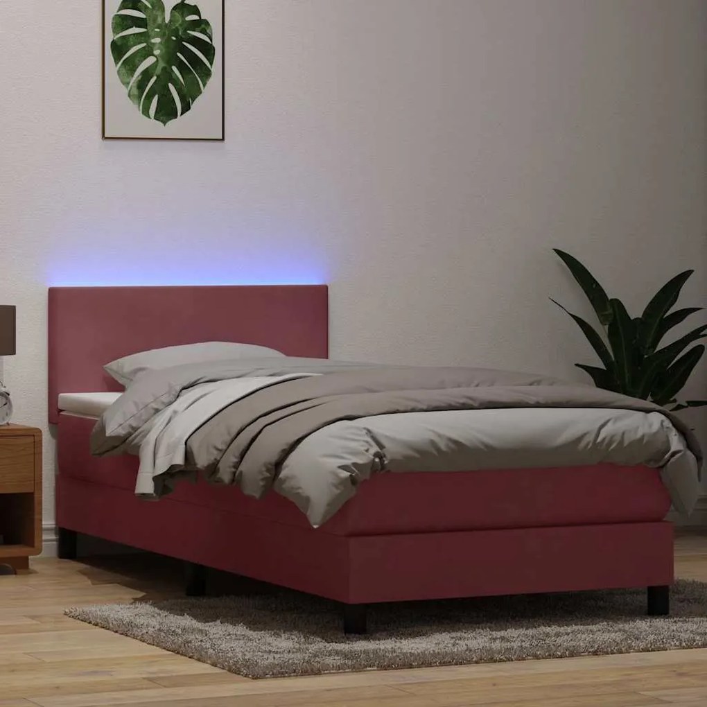 Cama com molas/colchão 100x220 cm veludo Rosa