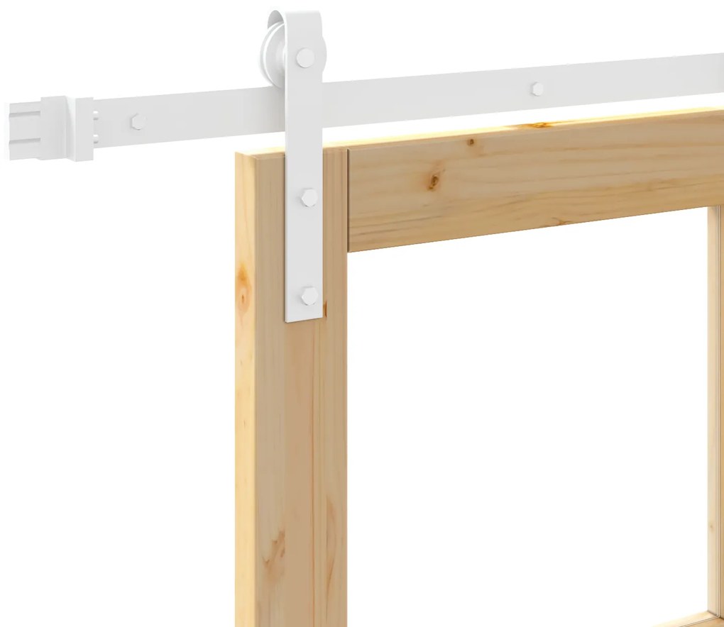 Porta Deslizante com Conjunto de Hardware "ORKDAL" Madeira Sólida e Vi