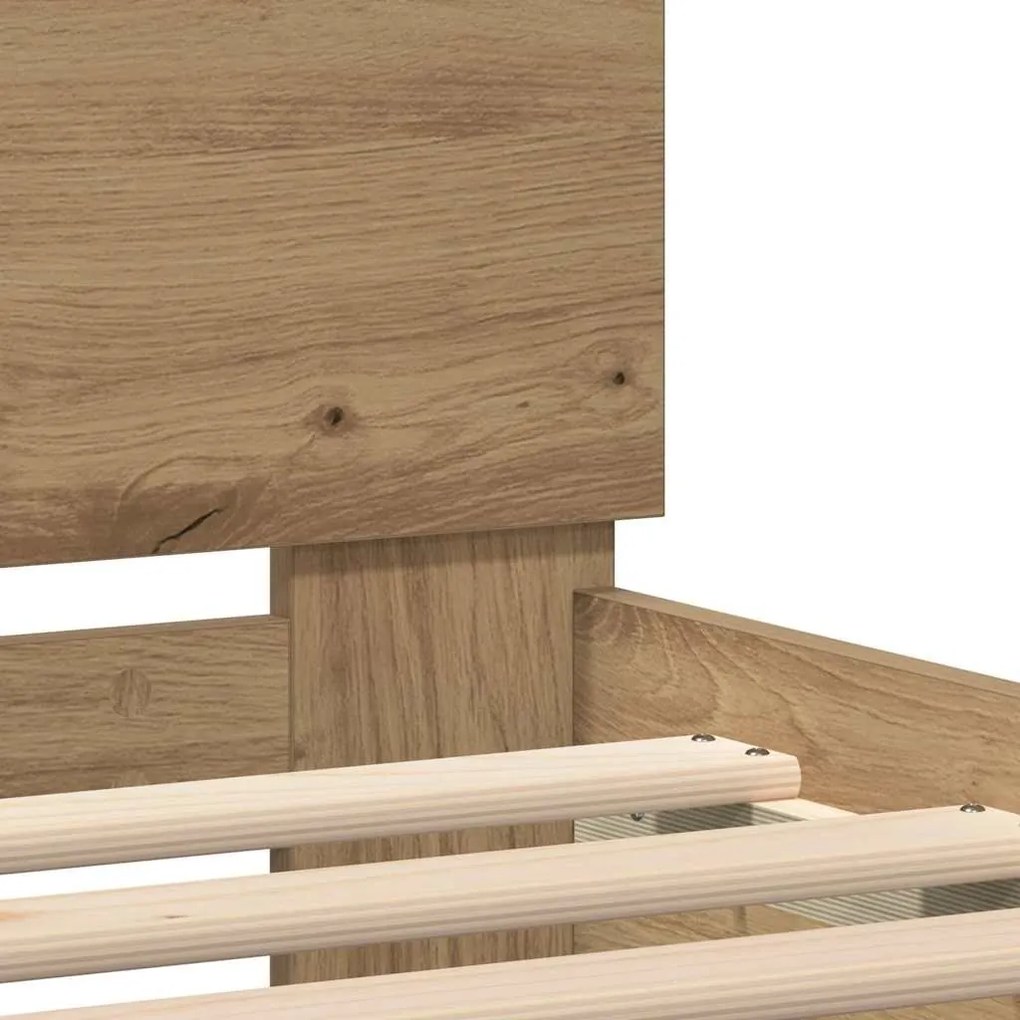 Estrutura de Cama vidaXL com Luzes LED Carvalho Artesanal 75x190 cm Ma