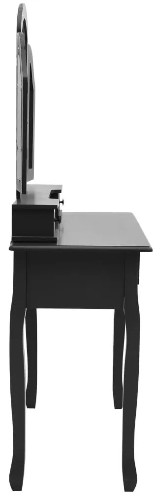 Conjunto toucador c/ banco 100x40x146cm madeira paulownia preto