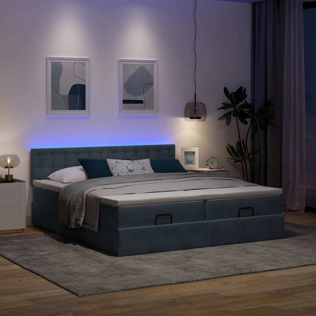 Estrutura cama otomana colchões 180x200 cm cinzento escuro