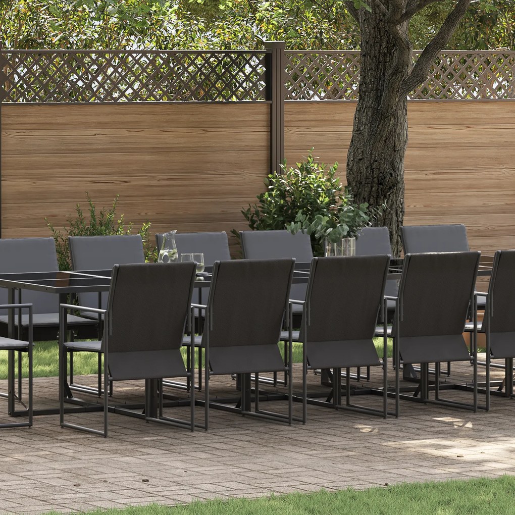 Conjunto de Jantar de Jardim com 22 Peças e Almofadas em Aço e Textilene