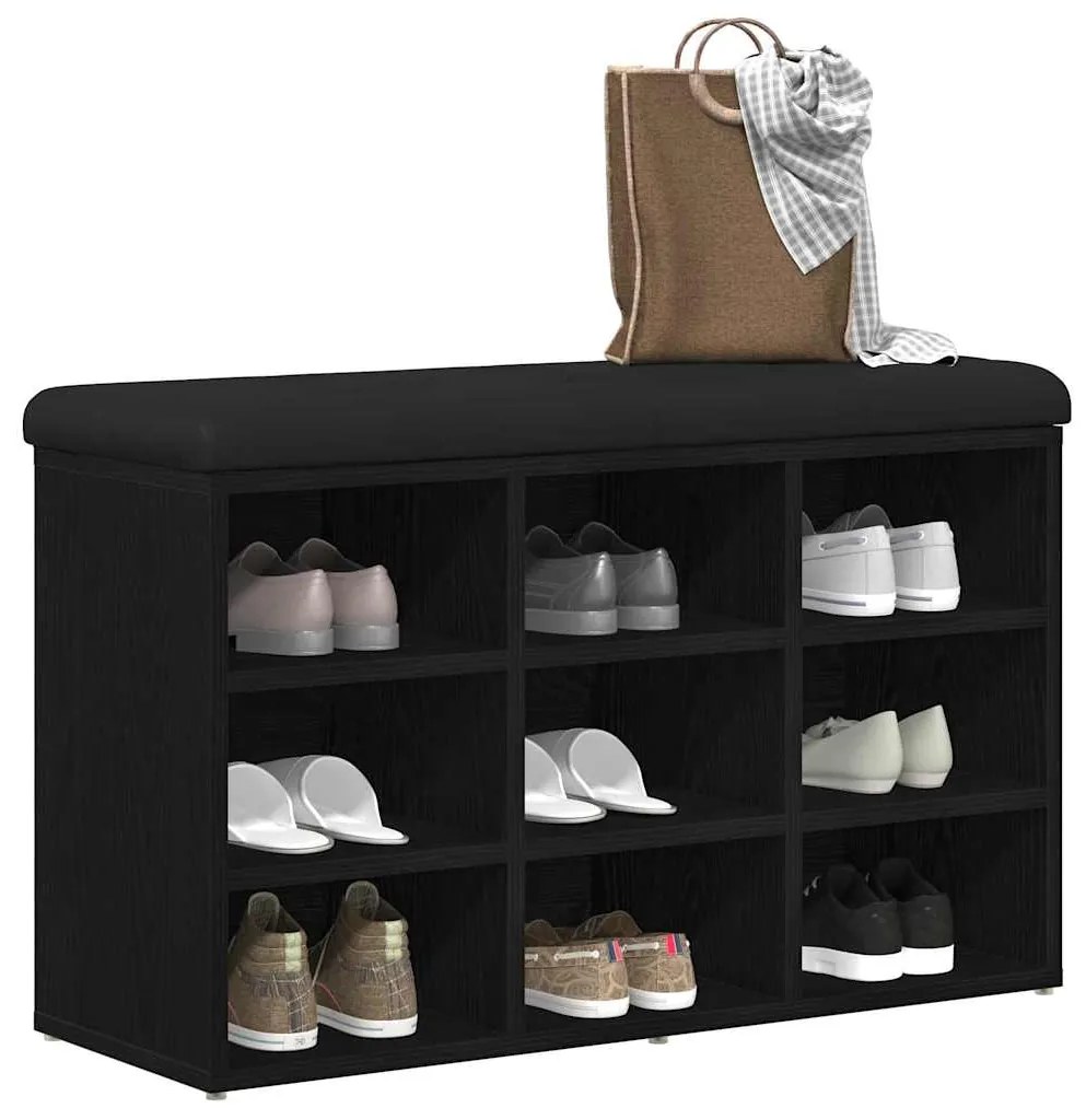 Banco de Armazenamento vidaXL Preto Carvalho 80x30x48 cm Madeira Engen