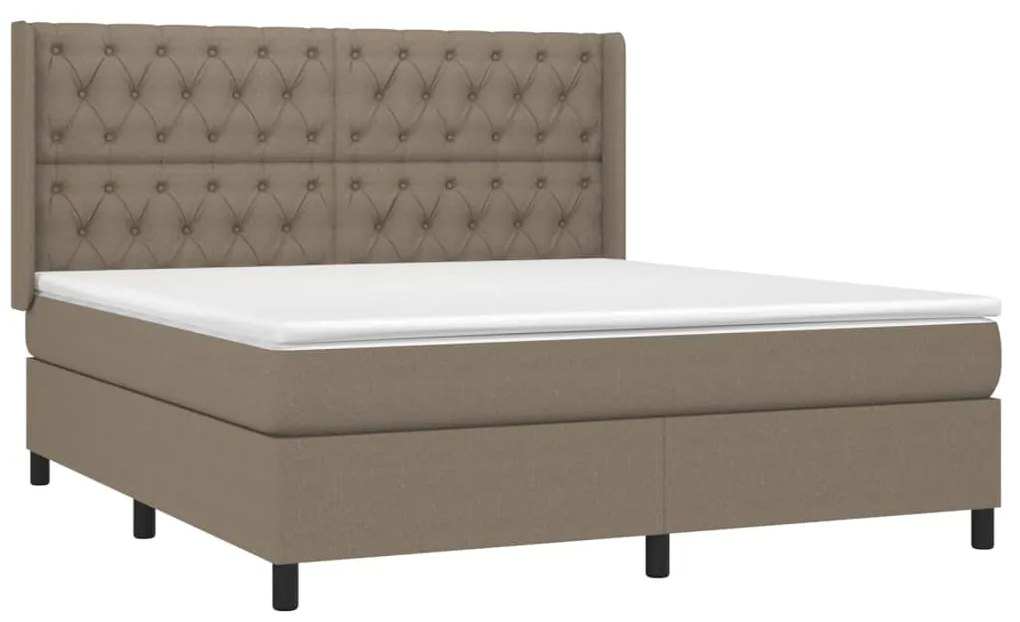 Cama box spring colchão/LED 160x200 cm tecido cinza-acastanhado